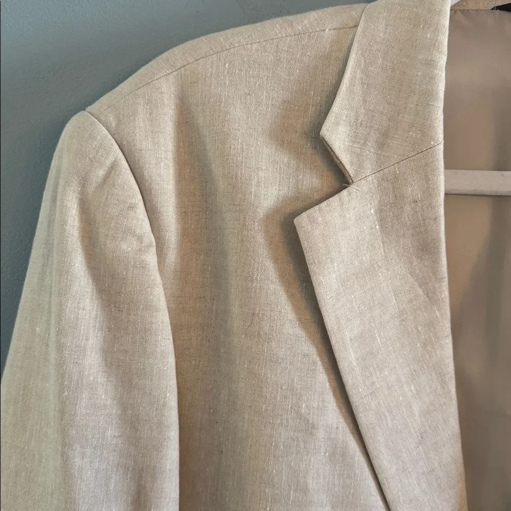 Tasso Elba Men’s Large 42-44 NEW 100% cream Linen blazer